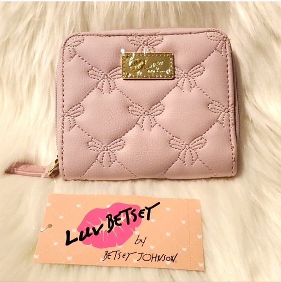 Luv Betsey By Betsey Johnson Wallet Coin Purse Blush Pink Puffy Bows - Picture 1 of 16